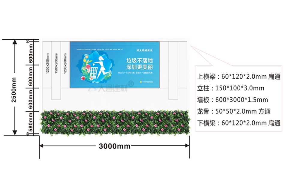 2.5米高深圳標準新型裝配式圍擋+高檔綠植圍擋 可定制生產